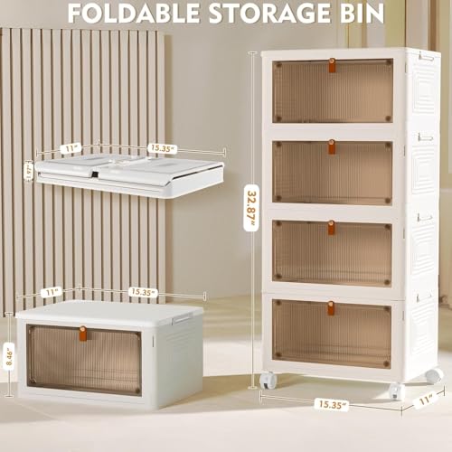 YFXCVSL 4 Tier Plastic Storage Bins with Lid 23QT, Stackable Storage Bins - size: 4-Tier 23QT
