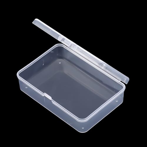 4 Pcs Mini Clear Plastic Storage Containers Box with Lid, Small Rectangle Organizer 3.7x2.5x1 Inches Small Plastic Case for Collecting Business Cards, Accessories, Crafts, Beads, Jewelry, Screws