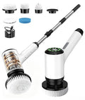 Cordless Electric Spin Scrubber with 5 Brush Heads, White-te1 - size: 5heads
