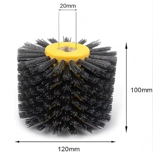 SIGNI New Abrasive Wire Drawing Wheel Drum Burnishing Polishing Brush for Wooden Furniture Floor Polishing 120X100mm 180 Grit 1pack - size: 180 Grit, Black