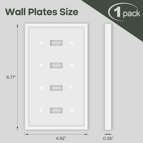 Quad Toggle Light Switch Cover Plate - size: 4 Gang Quad Toggle