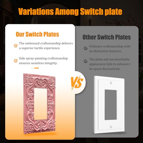 Decorative Outlet Covers Pink Flower Elegant 3D Floral Embossed 1 Gang Rocker Light Switch Cover Plate Single Decora Light Switch Covers Wall Plate Faceplate for Bedroom Home Decor - color: Pink, size: 1-Gang Rocker/5 x 3 IN