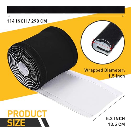 Neoprene Cable Sleeve - 60" for Trolling Motor Wire Protection & Management, Black & White