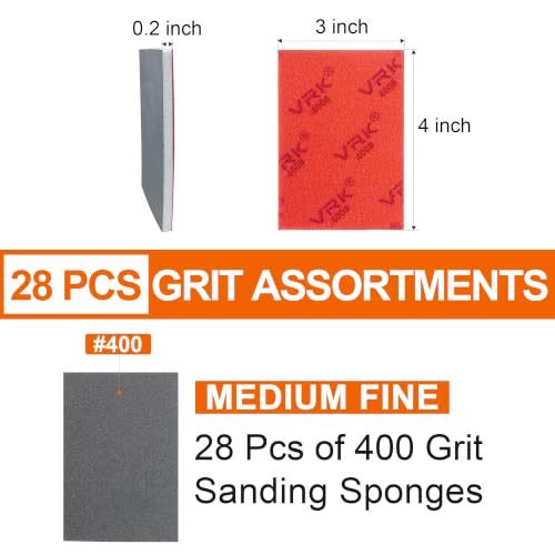 28 Pcs 400 Grit Sanding Sponge Soft Foam Hand Sanding Blocks - style: 400 Grit 28PCS
