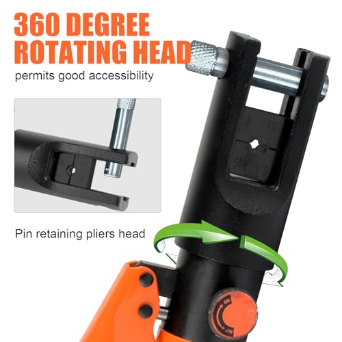 HZLZRZ Hydraulic Crimping Tool 12 Tons, Range 8AWG-4/0AWG(250MCM), Hydraulic Cable Lug Crimper with Standard US 9 Pairs of Dies for Wire Battery Cable Terminal Crimping Tool