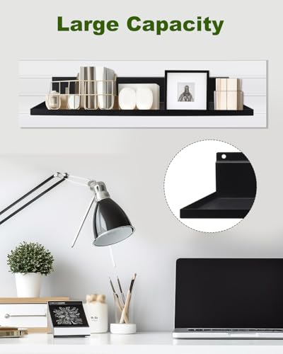 8 Pack 17×8 Inch Metal Slatwall Shelves, Black - style: 8 Pack Black