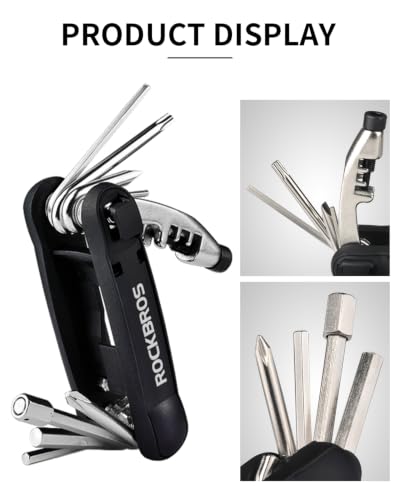 ROCKBROS 12-in-1 Bike Multitools - Portable Compact Bicycle Multitool Cycling Tool Kit With Allen Wrench, Screwdriver,Chain Breaker-1 Pack - style: 12 in 1 Tools-1 Pack