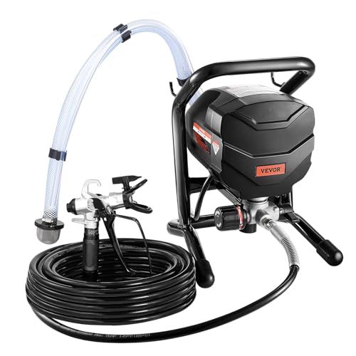 VEVOR Stand Airless Paint Sprayer, 650W High Efficiency Airless Sprayer, 3000PSI Electric Paint Sprayer Machine Extension Rod and Cleaning Kits for Interior and Exterior Furniture/Fence/Home/House - size: 650 W