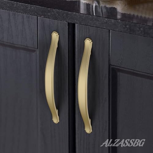 Alzassbg Brushed Gold Cabinet Pulls and Handles 10 Pack, AL3028MGP - color: Brushed Gold, size: 7-1/2" Hole Center