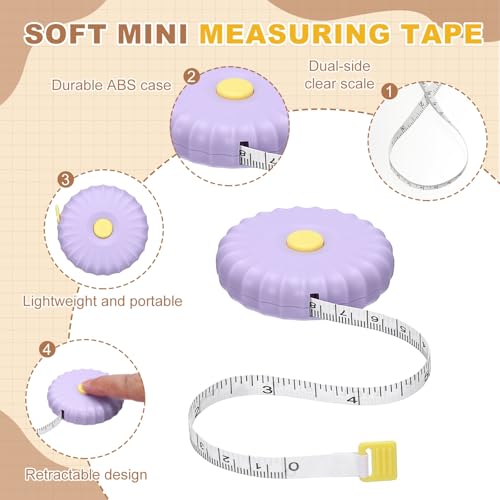 HARFINGTON 2Pcs Soft Tape Measure 79" Double Scale Retractable Mini Cartoon Measuring Tape Cute Tape Measurer for Sewing Craft Cloth Fabric Tailor Weight Loss Body Measurements, Purple - color: Purple