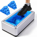 Shoe Covers Dispenser with 200 Pcs (100 Pairs), Disposable Non-Slip Covers, Automatic Shoe Cover Machine deal for House, Hands-Free Design, Fits Most Sizes, Office, Hospital Floor Protection (Silver)