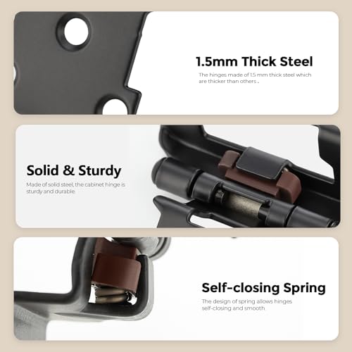 4 Pack 2 Pair Black Cabinet Hinges, 1/2" Overlay Semi-Concealed Hinges - color: Black, size: 1/2" Overlay