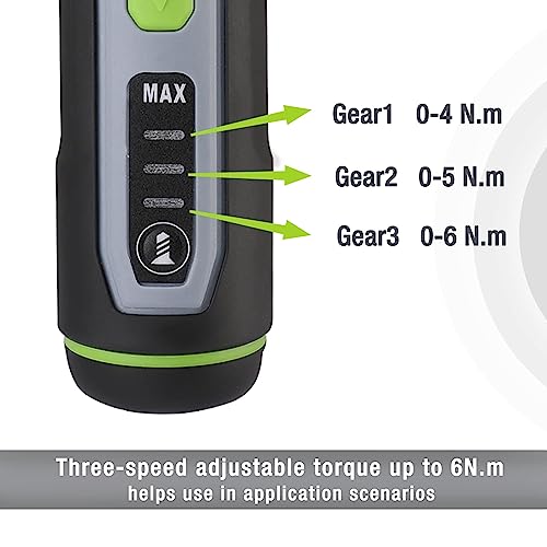 WORKPRO 4V Electric Screwdriver, Rechargeable Cordless Screwdriver Set with 35 Bits, Extension Rod, USB Charging Cable in Carrying Case, LED Light, Black Gray