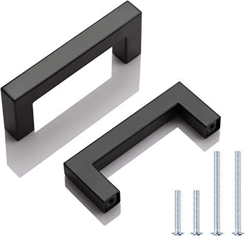 KNOBWELL 6 Pack 3 inch Kitchen Cabinet Pulls and Handles Matte Black, Bathroom Kitchen Cupboard Door Handles, 3" Hole to Hole Distance, Matte Black - color: Matte Black, size: Hole Center:3 inch(76mm)