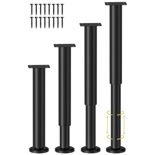 Wlrrcwdttc 4 Pcs Adjustable Height Bed Support Legs for Bed Frame/Bed Center Slat, Metal Adjustable Furniture Legs 10-17 inch for Bed/Sofa/Cabinet/Couch/Dresser/Table,Heavy Duty Bed Replacement Legs - size: 10-17 inch (4pcs)