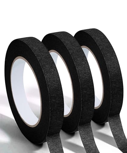 Mr. Pen- Black Masking Tape, 0.6 Inch Wide, 3 Rolls, 3 x 55 Yards, Black - color: Black