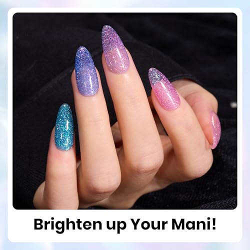 Beetles Chameleon Gel Polish Set - 6 Colors Crushed Diamond Glitter Gel - color: 0-Whimsical Wonders