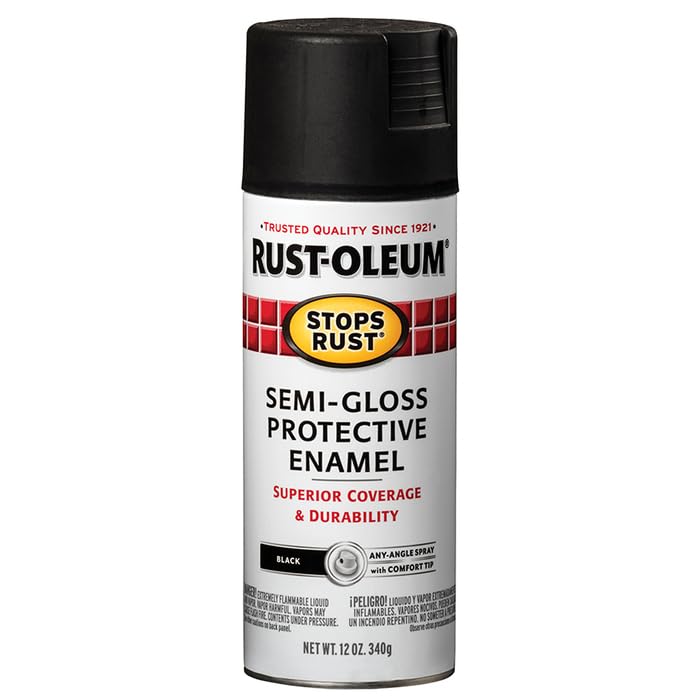 Rust-Oleum Stops Rust Spray Paint, Semi-Gloss Black - color: Semi-Gloss Black, size: 12 Ounce (Pack of 6)