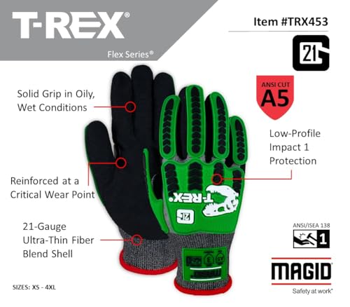 Trex 21g Ultra Thin Impact Glove A5 Cut Level - size: 8/M, style: 6 Pairs