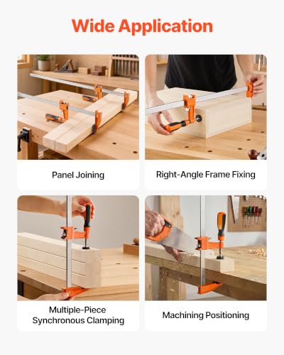 VEVOR Bar Clamps for Woodworking, 8-Pack, 24" Opening F Clamps, 600 lbs Load Limit, with Plastic Pad and Self-Locking Design, Premium Cast Iron and Carbon Steel, for Wood Working and Metal Working - size: 24"(8 Pack), style: Medium-Duty