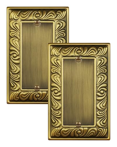2-Pack Paisley Pattern Blank Outlet Cover Wall Plate,Metal Switch Plates - style: 1 Blank 2PK