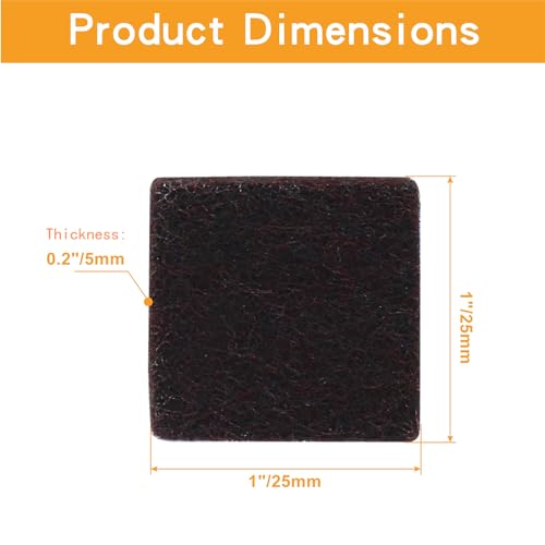 48 Pcs 1"/25mm Square Felt Furniture Pads, 5mm Thick, Brown - size: 1 inch