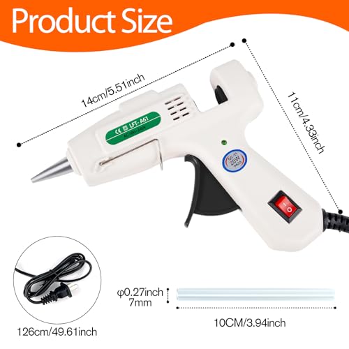 SHJADE Hot Glue Gun with 30 Glue Sticks, 20W Mini Hot Melt Gun Kit(White) - color: White-new Packaging