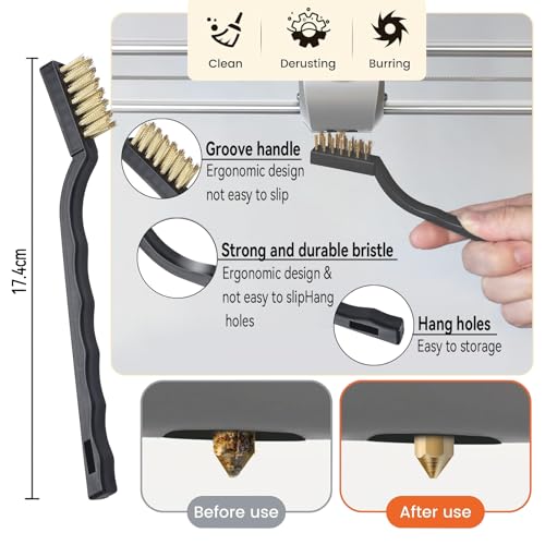 17pcs Clog Poke 3D Printer Nozzle Cleaning Kit for 1.75mm Filament Nozzles,Φ1.5mm Needle with Arrow Tip,150mm,10 Multi-Size Nozzle Cleaning Needles,Tweezers,Copper Wire Brush, FDM Tools