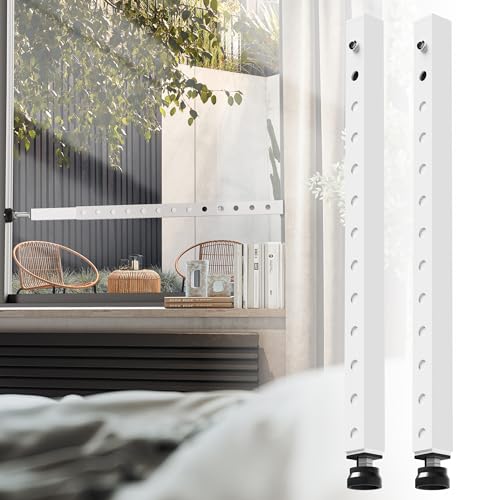 WooFog Window Security Bars Adjustable, Window Bars Security Inside Vertical, Heavy Window Ac Lock Bar with Rubber Feet for Up and Down Windows, 17-32 inch Double Hung Window Stopper -2 PCS Patented - size: 17" to 32"-2 PCS