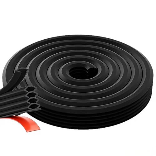 Rip-to-Fit Weather Stripping – 20 Feet, 5-Layer Adjustable Self-Adhesive Weather Seal Strips Fits Big Gaps(0.04-0.59 Inch), for Door Frame Door Insulation Strip Waterproof, Black - color: Black