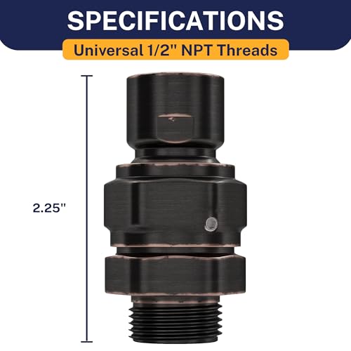 HammerHead Showers® Solid METAL Shower Head Swivel Ball Adapter Oil Rubbed Bronze | Adjustable Pivot Ball To Adjust Showerhead Angle | Universal Connector Joint Fits Fixed Hand Held Rain Shower Heads - color: Oil Rubbed Bronze