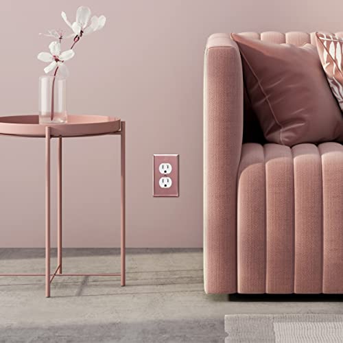 ENERLITES Duplex Receptacle Metal Wall Plate, 1-Gang, Polished Rose Gold - color: Polished Rose Gold, size: Standard Size