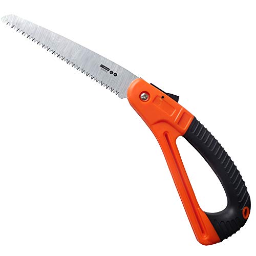 Edward Tools Harden Folding Pruning Saw with SafeGaurd Handle - 7” Hight Hardness Steel 3 Sided Razor Tooth Blade for Cutting Trees and Limbs - Saw for Camping, Hunting, Wood Clearing