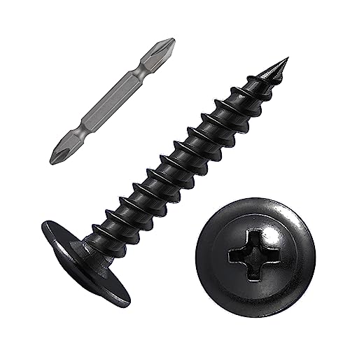 Wensilon（400 pcs）#6×3/4" Phillips Truss Head Wood Screws Black Galvanizing Quick Metal Self Tapping. - color: Black, size: #6×3/4"