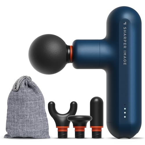 Sharper Image Powerboost Move Mini Percussion Massage Gun, Powerful & Quiet - color: Metallic Navy