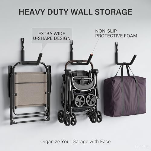 Heavy Duty Garage Storage Hooks, 120 LB Capacity Wall Mounted 4-Pack Hook