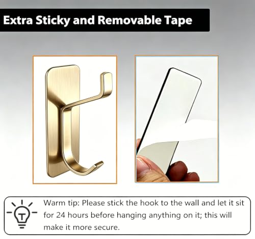 5 Pack Self Adhesive Wall Hooks Key Hook Stainless Steel Towel Hook -Gold - color: Gold