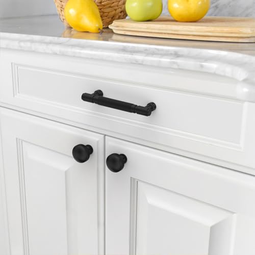 Asidrama 10 Pack 3.75 Inch(96mm) Matte Black Cabinet Pulls Knurled Kitchen Cabinet Handles, Cabinet Pulls Kitchen Cabinet Hardware for Cupboard Drawer Pulls - color: Matte Black, size: 3.75" Hole Center, style: 10 Pack