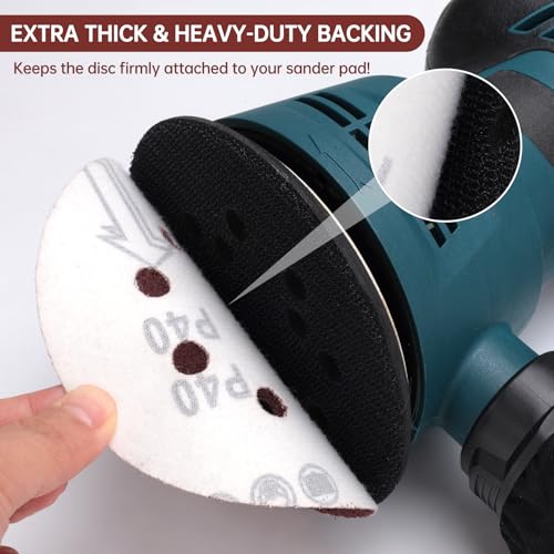 170 PCS 5 Inch 8-Hole Sanding Discs, Round Hook and Loop