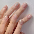 CurvLife Short Square Press On Nails, Gilt Silver, Soft Gel - color: Gilt silver