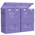 Univivi Fabric Foldable Storage Bins with Lids, 4 Pack, Purple - color: Purple