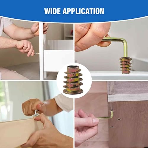 50PCS M6*15mm Threaded Insert Nuts Zinc Alloy Hex Socket Drive Furniture Screw-in Bolt Fastener Connector for Wood Furniture Assortment with Hex Spanner - size: M6x15mm