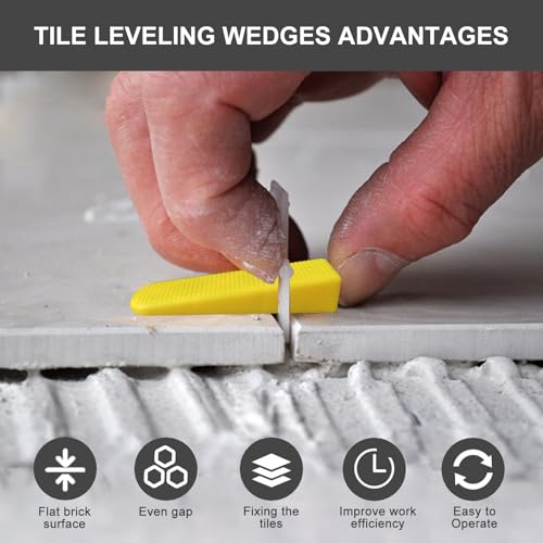 Tile Leveling Wedges 1260 pieces Reusable Tile Leveler System for 1/8" 1/12" 1/16" 1/32"tile Spacers, Tile Leveler clips Tools Wall Floor Tile Stone Installation - size: 1260 pieces tile wedges