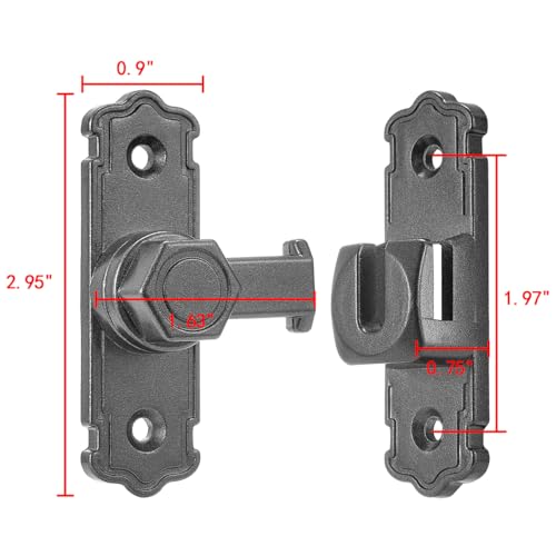 Gray 90/180 Degree Barn Door Latches,Aluminum Alloy Flip Latch - color: Gray