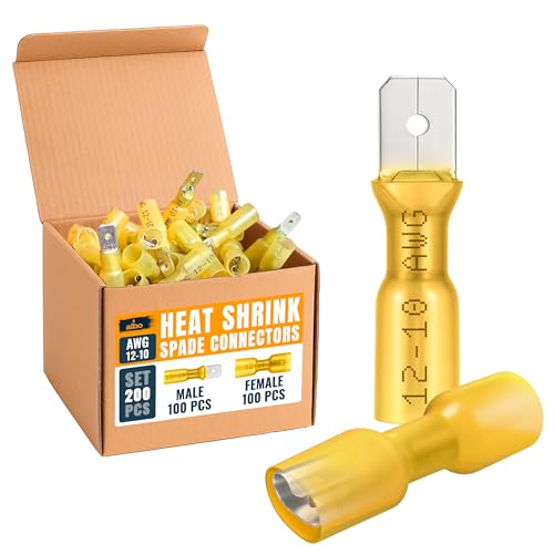 ALBO Heat Shrink Crimp Connectors (Male/Female Yellow 12-10 AWG) - color: Male/Female Yellow 12-10 AWG