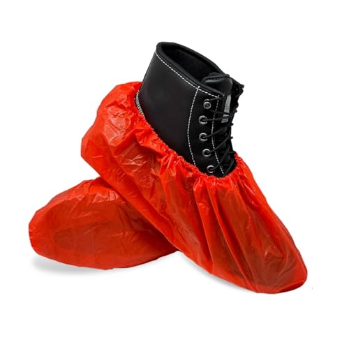 ShuBee Waterproof Shoe & Boot Covers Slip-Resistant Disposable for Plumbing Construction Floor Protection - 40 Pair - color: Orange