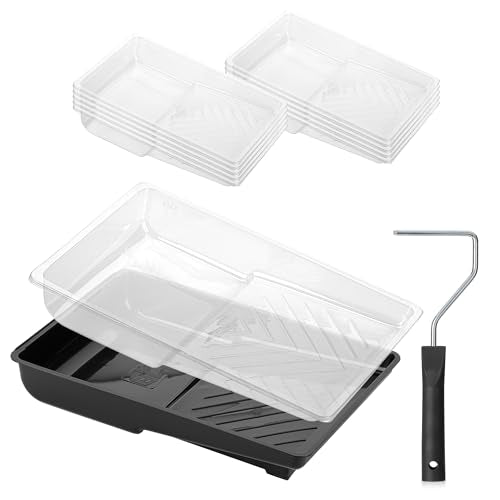 Bates- 6 Inch Paint Roller Tray Set, 12 pcs Black Plastic Paint Tray Kit