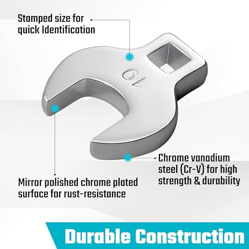 DURATECH 10-Piece 3/8" Drive Crowfoot Wrench Set, Metric, 10-19mm - size: Metric, style: Regular