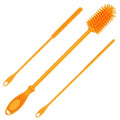 Kitchiny Silicone Bottle Brush 12.5 inch with 2 Straw Cleaners – Orange | Bottle Cleaner Brush for Yeti, Hydro Flask, Owala, Stanley, Baby Bottles, Vases & Narrow Neck Containers - color: Orange