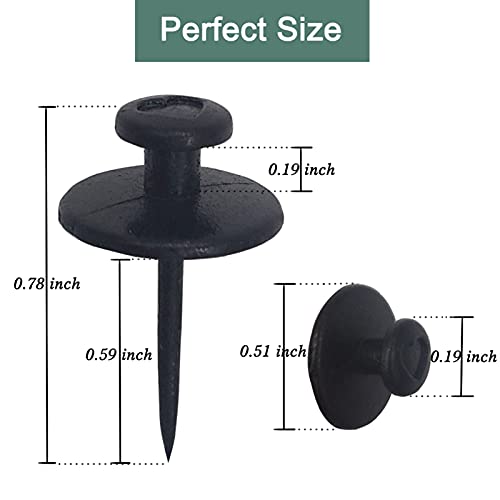 50 PCS Push Pins Picture Hangers Wall Hooks, Double Headed Thumb Tacks for Wall Hangings, Renter Friendly Decor Small Picture Frame Hangers for Drywall Cork Board Home Office Photo Decorations(Black) - style: Black